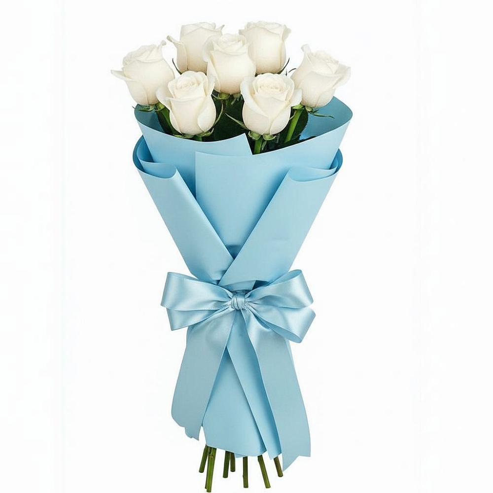 Букет 7 белых роз Проуд в Благоево