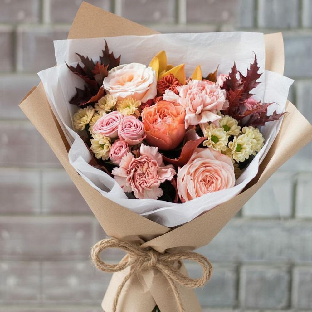 Букет цветов из: Гвоздики, Хризантемы и Розы в Благоево