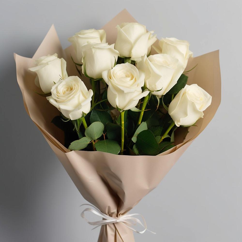 Букет 9 Белых роз Эдлесс Лав в Благоево