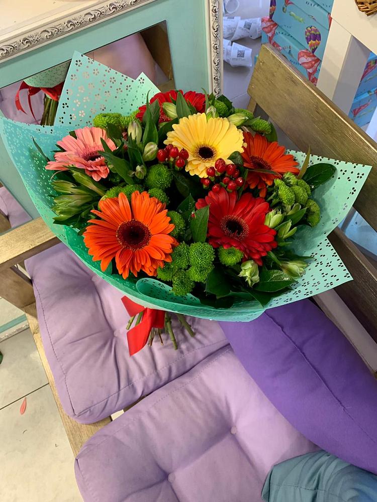 Букет цветов из: Герберы, Хризантемы и Альстромерии в Благоево