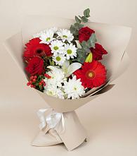 Букет цветов из:  Розы, Хризантемы, Герберы и Лилии в Благоево