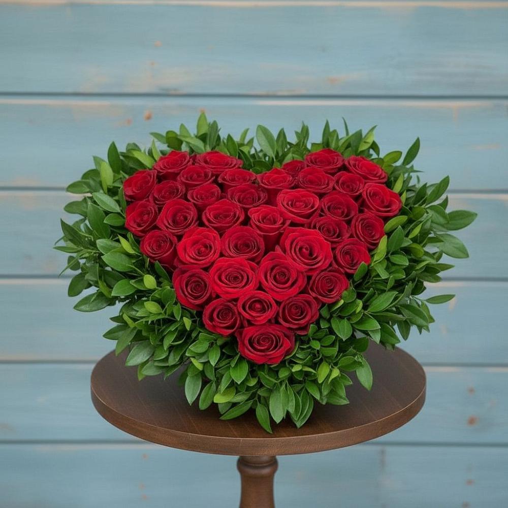 Цветочная композиция из Розы в виде сердца в Благоево