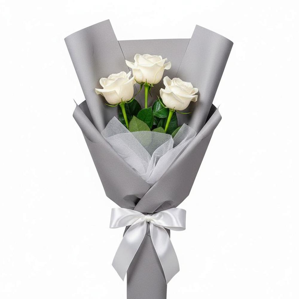 Букет 3 белые розы в Благоево