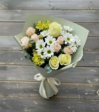 Букет цветов из:  Альстромерии, Розы и Хризантемы в Благоево
