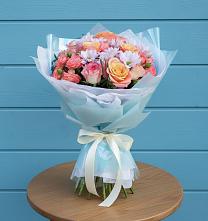 Букет цветов из:  Хризантемы и Розы в Благоево